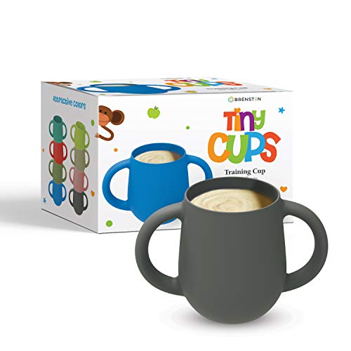 Image of Silicone Training Cup for Infants and Toddlers - Heat Resistant, Two Handled Open Cup Safe for Baby | Helps Infant Develop Independent Drinking Skills Fast (Gray)