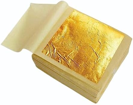 24k Pure Edible Gold Vark Golden leaf 50MMx50MM Gold Foils 5 sheets pack for cake sweets ayurvedic medicine face treatment anti aging spa (5)