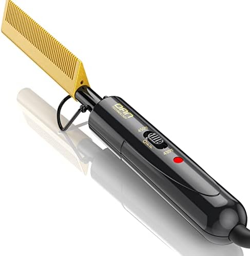 DAN Technology hot Comb Electric for Wigs,450℉Small hot Comb for Edges,Low and high Temperatures hot Comb Hair Straightener,straightening Comb for Black Hair,Portable & Dual Voltage for Travel & Home