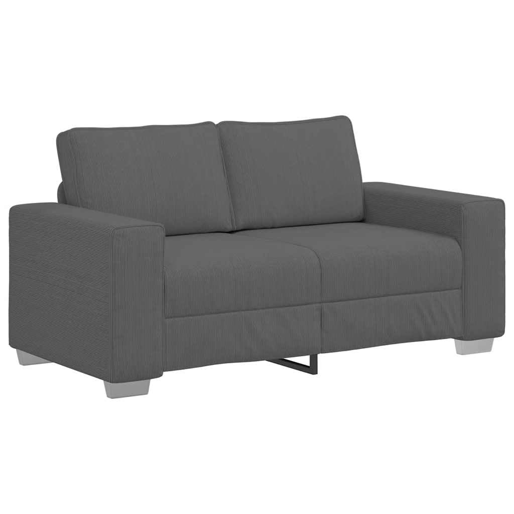 IKAYAA Divano 2 Posti Divano Due Posti con Braccioli Divano 2 Posti in Tessuto di Velluto a Coste per Soggiorno/Appartamento/Camera da Letto-Grigio scuro-120 cm