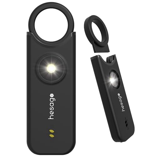 SnapSiren: Alarma Personal de Seguridad para Mujer y Hombre - Dispositivo de Defensa Portátil - Sirena de 135 dB y Luz Estroboscópica - Control Apertura Puertas - Alarma Batería Baja (Negro)