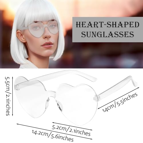 Image of 2 Pack Colored Bob Wigs and Heart Sunglasses Set, White Black Short Straight Bob Wig with Bangs Neon Party Colorful Synthetic Hair for Women Men Halloween Costume Bachelorette Party Favors
