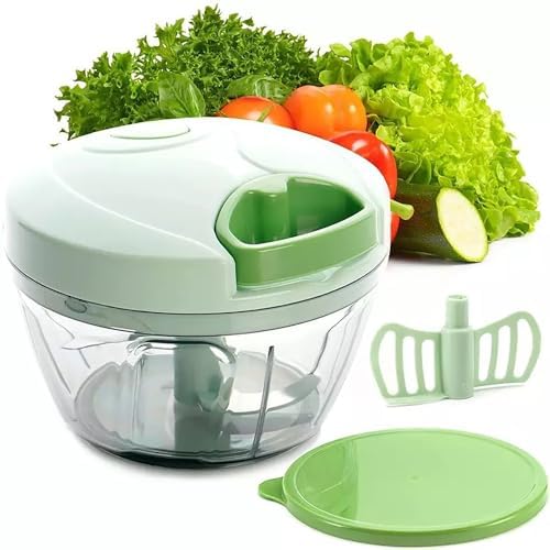 Manual Food Processor Vegetable Chopper, Portable Hand Pull Strin...