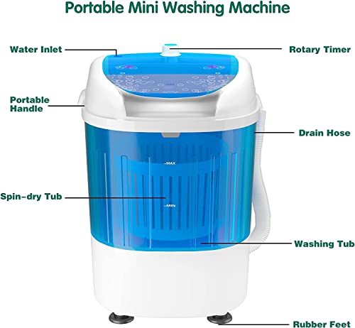 Medimall Portable Washing Machine, Mini Washer And Dryer Combo W/ 5.5Lbs Washing Capacity, Spin Cycle Basket, Drain Hose, Semi-Automatic Laundry Machine For Rvs Camping Apartments Dorms #TOP3