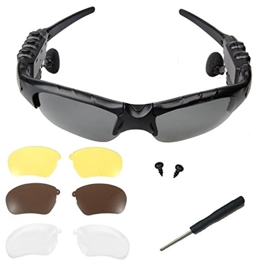 ELINKA Wireless Music Bluetooth Sunglasses Headset Headphone with Stereo Handsfree for iPhone 5S 6 Plus, Samsung Galaxy S3 S4 S5, HTC, LG and All Smart Phones or PC Tablets+Replaceable 3 Pair Lens