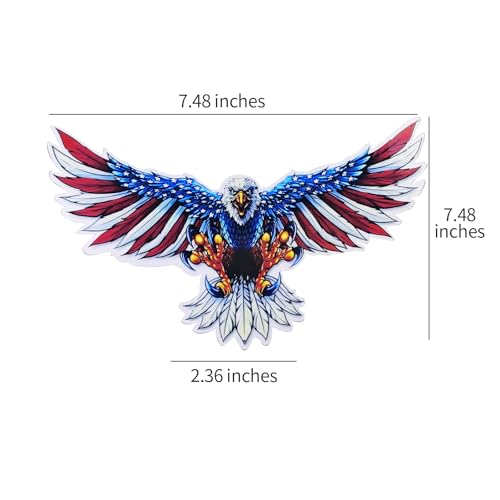 Image of USA American Bald Eagle Flag Vinyl Sticker Decal - 7.48x4.53in, Waterproof, Fade-Resistant, for Cars Trucks Bumper Window, Patriotic
