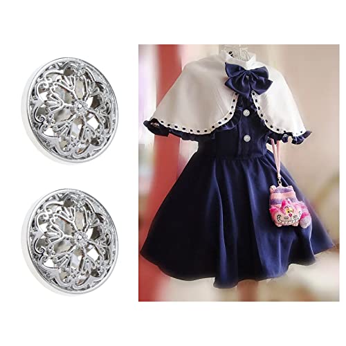 VGOL 20pcs Clothes Button 25mm Fashion Hollow Flower Alloy Round Shaped Sewing Button for Men Women Blazer Coat Uniform Shirt and Jacket Silver - Image 4