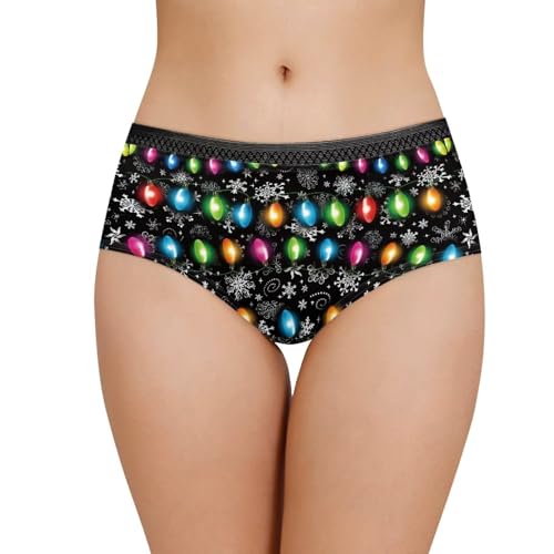 Belidome Christmas Lights Underwear for Women Briefs Bikini Panties Sleepwear Soft Breathable Plus...