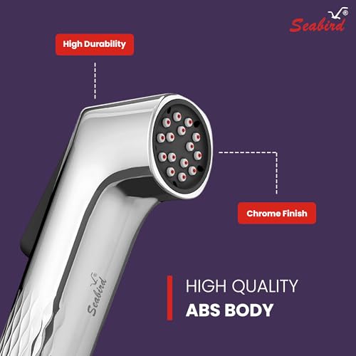 Image of SEABIRD ABS Self Cleaning Health Faucet - Chrome Finish Jet Spray for Toilet | Handheld Bidet Sprayer with High-Pressure & Soft Flow Modes | Leak-Proof Push Button | Only Gun