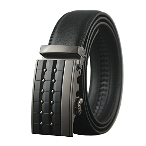 Dan Cube Belts for Men Leather Black Automatic Slide Click Buckle Big and Tall Size Adjustable