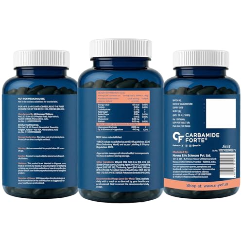 Image of Carbamide Forte Chelated Magnesium Glycinate Supplement 2000mg Per Serving | Magnesium Supplement Supports Muscle Recovery & Better Sleep - 120 Veg Tablets
