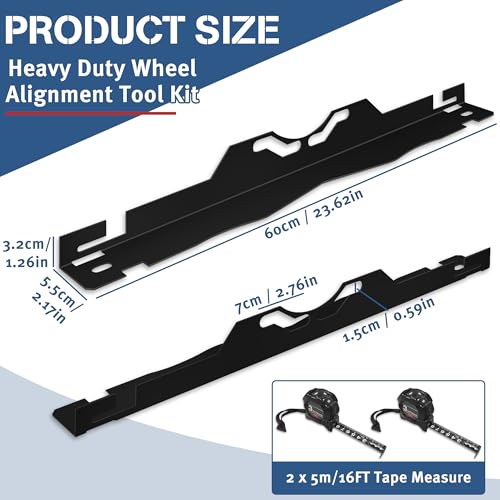 Image of chuangzhi Heavy Duty Wheel Alignment Tool Plates with 2 Tape Measures - Upgraded Stainless Steel Toe Alignment Kit with Anti-Slip Slots & Hanging Holes for Cars, Trucks, SUVs