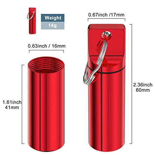 Image of Nipichsha Pill Holder Keychain, Portable Pill Box for Purse, Small Pocket Travel Tablet Organizer Case with Keychain, Waterproof Metal Tablet Medicine Bottle for Travel, Red & Black