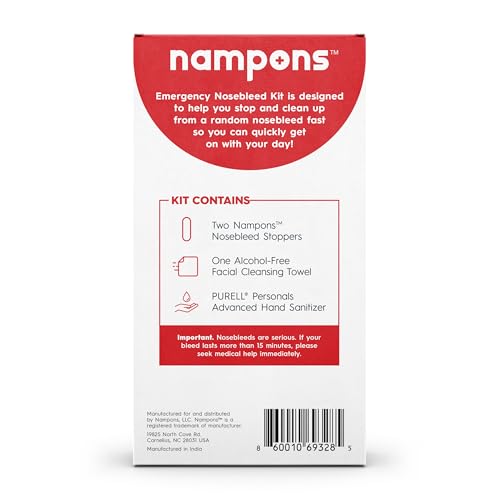 Nampons Nosebleed Emergency Kit, 2 Bleed Stoppers, Purell Sanitizer & Wipe miniatura 3