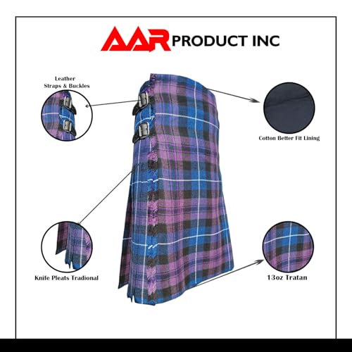 Image of AAR Mens Scottish Tartan Kilt - 13oz Highland Casual Kilt for Men - 11 Tartans