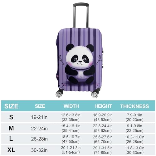 Purple Striped Panda Luggage Cover, Washable Elastic Suitcase Cover Protector Fit 18-32 Inch Luggage2