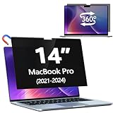 Halloive 360ラップトップ 防止 Macbook Pro 14 (2021-2024、M1、M2、M3、M4) マグネット式 覗き見防止 ノートパソコン プライバシーフィルター マグネット式 ブルーライトカット反射防止着脱簡単 可能、Mac 14.2 マックブック ノートパソコン用