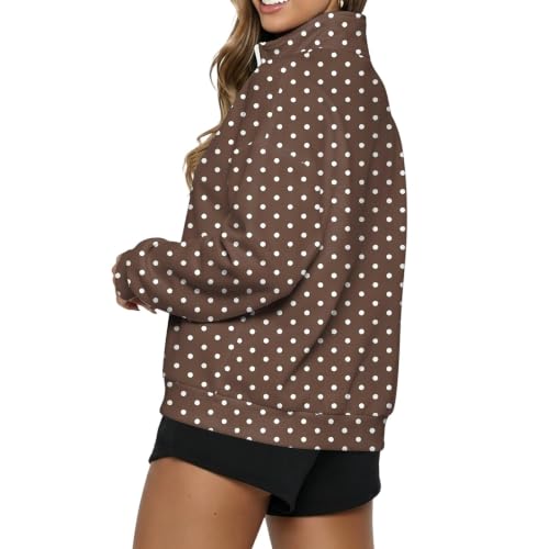 Gumipy Polka Dot Sweatshirt for Women 1/4 Zip Mock Neck Fall Sweatshirts - image 4
