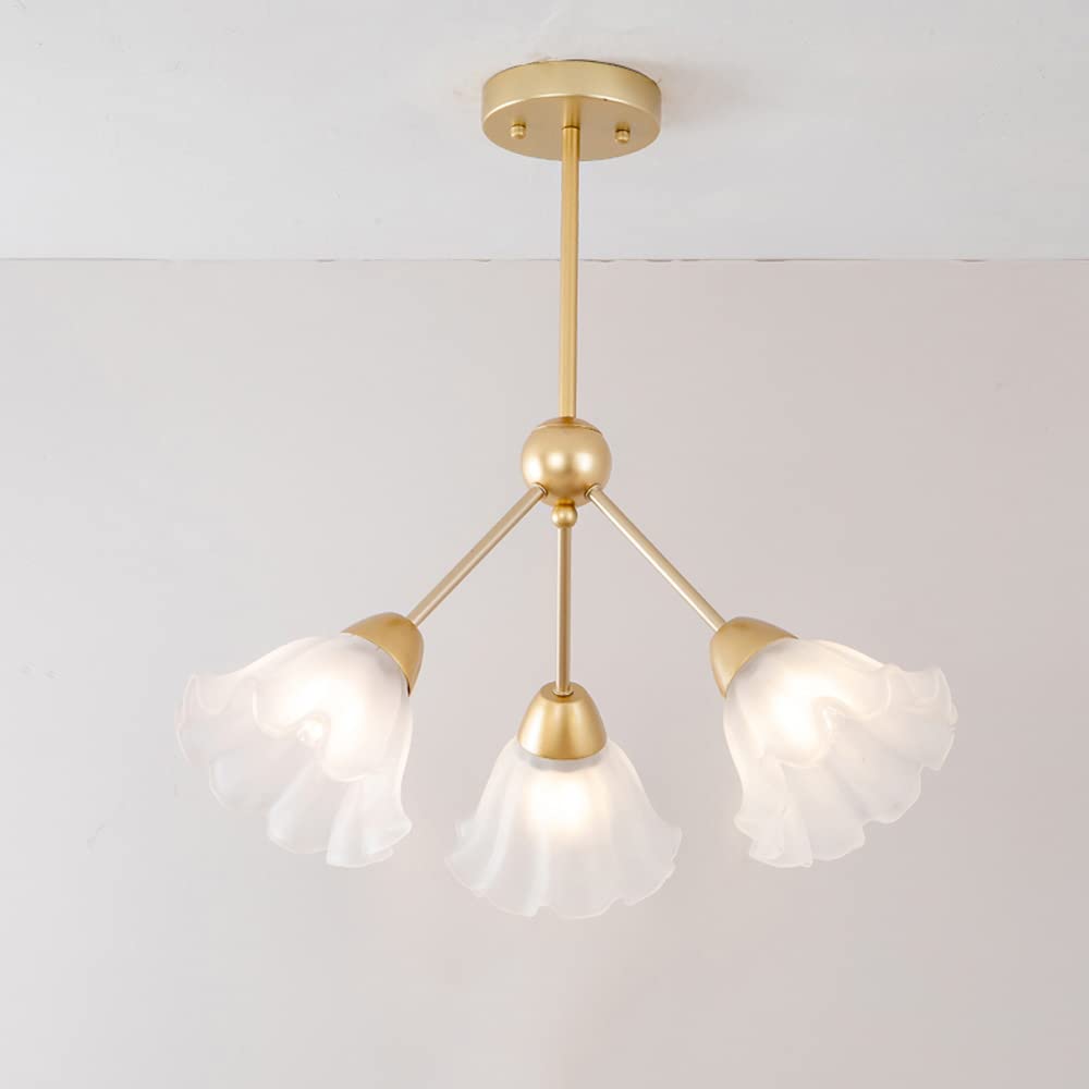 Plafonnier en fer doré et verre d'exception style nordique E27