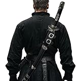 Magibag Medieval Leather Back Sword Frog Adjustable Sword Holster Sheath Renaissance Warrior Costume Accessory (Black, Single)