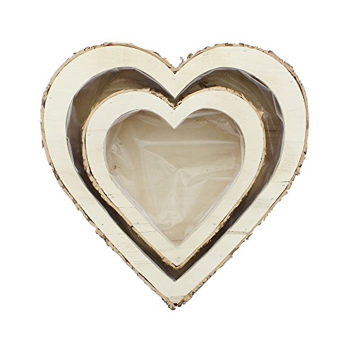 FRANK FLECHTWAREN Pflanzherz Birke, im 2er Set, für Hochzeit Valentin Geburtstaggesteck, Liebe