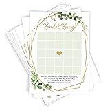 Printed Party Bridal Shower Games – Bingo Game with Blank Squares to Guess The Bride’s Gifts, Fun Wedding Shower Activity, Botanical Greenery Theme, 50 Guests