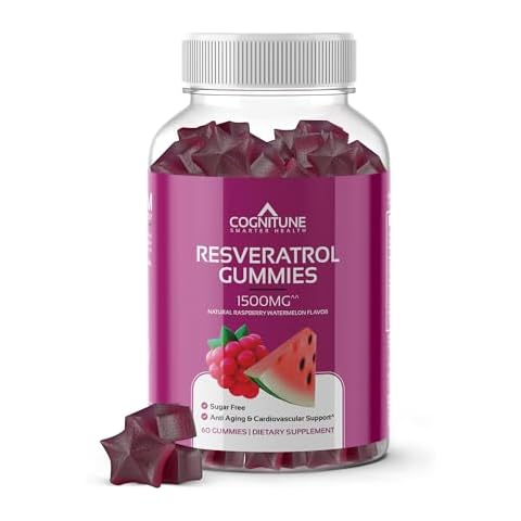 Resveratrol Gummies - Sugar Free Natural Raspberry Watermelon Flavor, 1500mg Resveratrol Supplement for Heart, Brain, Immune Support & Wellness, Powerful Antioxidant with Anti-Aging Benefits Cover