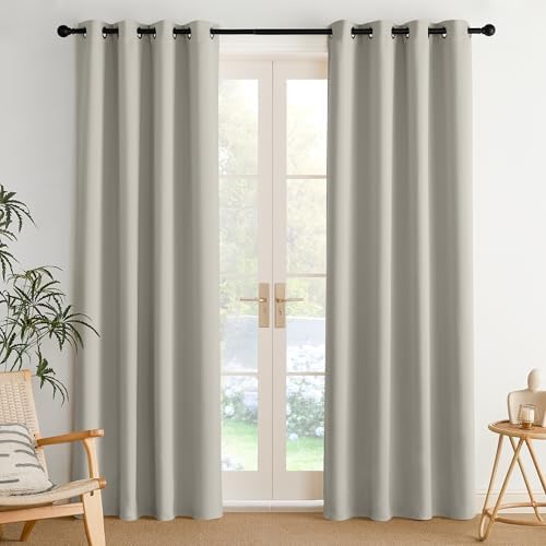 NICETOWN Room Darkening Draperies Curtains Panels, 2 Panels Natur...