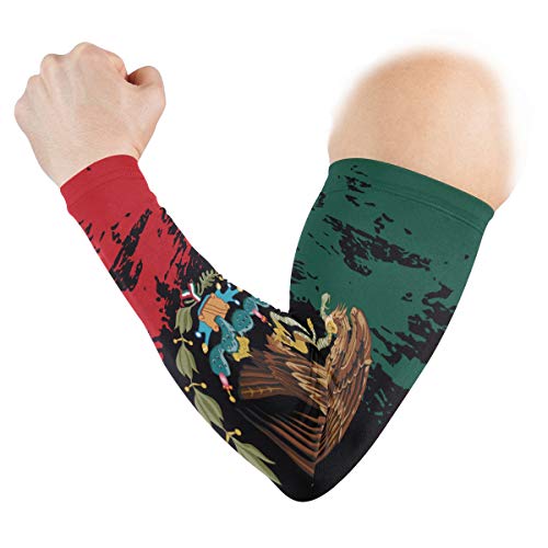 Y-RED-AA Mexikanische Flagge Grunge Kühlende Armstulpen Abdeckung UV Sonnenschutz für Männer Frauen Laufen Golf Radfahren Armstulpen 1 Paar - Image 3