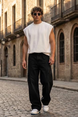 Image of Veirdo Men's Baggy Cargo Oversized Pants with Utility Pockets, Relaxed Loose Fit Street Style Trousers for Casual wear, Travel, (Size S to 2XL)