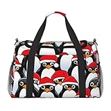 Bolsa de mano plegable con estampado de pingüinos de Navidad, gran capacidad, para escapadas de fin de semana en avión