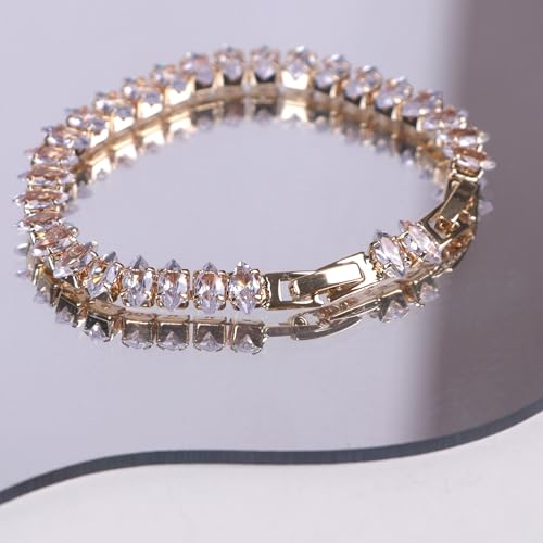 Elegant Zirconia & Copper Bracelet with Genuine Gold Plating – Luxurious Handmade Jewelry for Women3