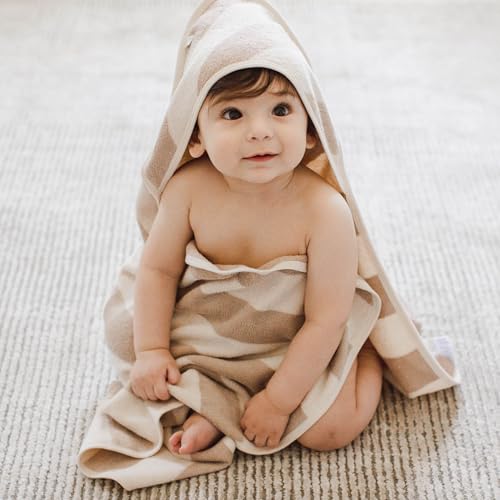 Image of Burt's Bees Baby Hooded Woven Terry Towels Organic Cotton, Unisex Bath Essentials, Soft Nursery Towel for Infants, Toddlers, Kids