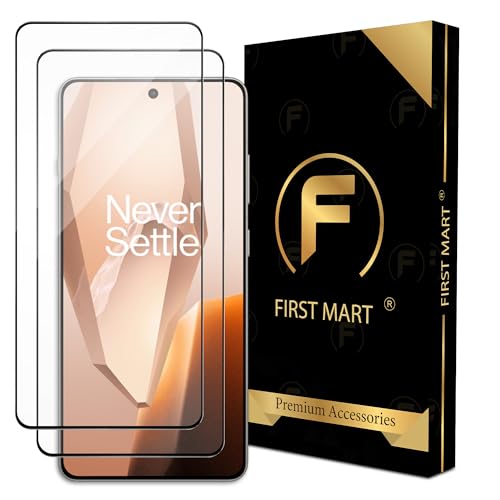 Image of FIRST MART Tempered Glass Screen Protector for OnePlus 13R - Full-Glue Screen Guard, 3D Edge to Edge, HD Clear, Bubble-Free, Case-Friendly, Black, Pack of 2