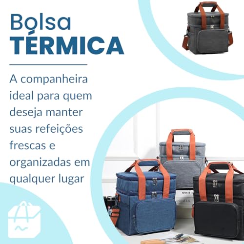 Bolsa Térmica Marmita Grande com Alça Ajustável e Dois Compartimentos para Praia Cerveja Fitness Aca