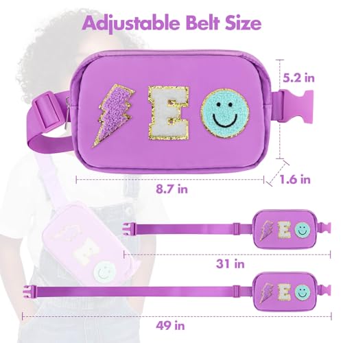 Image of PainZieteg Fanny Pack for Girls Chenille Letter Belt Bag Crossbody for Kids | Preppy Nylon, Waterproof, Gold-Plated Zipper, Adjustable Strap, Birthday Christmas Easter Gifts for 4-13 Year Old Teen Girls