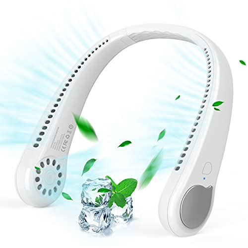 Up To 50% OFF Portable Neck Fan, UWALK Personal Neck Fan, Rechargeable Hands Free Wearable Bladeless Neck Fan, Headphone Design, 3 Speeds 48 Air Outlet Personal Cooling Fan for Working, Cooking, Travel, Office