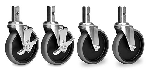 4er Set Stagecaptain Transportrolle (2 Stück mit Bremse, 2 Stück ungebremst, stabile Rollen zum Nachrüsten, 125 mm Rollendurchmesser, Tragkraft: 100 kg, 26 mm Laufläche aus Hartgummi, lenkbar)