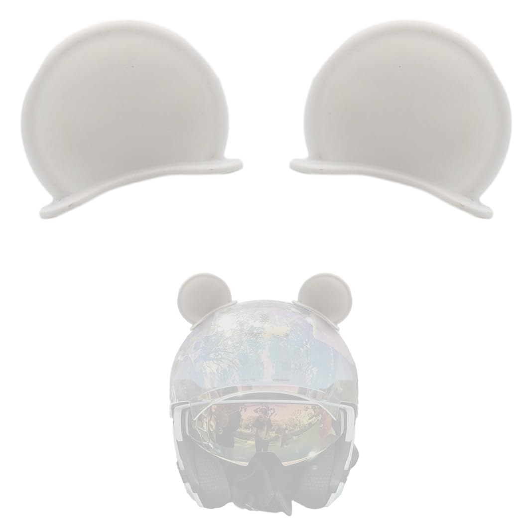2 Pieces Bear Ears Helmet Horns Helmet Accessories Helmet Decoration Ears for Ski Bicycle Motorcycle Helmet White