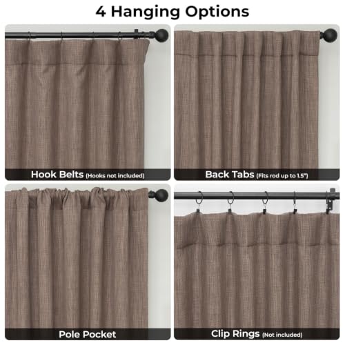 Image of HPD Half Price Drapes - Faux Linen Curtains for Living Room (1 Panel) - 100W X 108L - Extra Wide Textured Room Darkening Curtains for Bedroom 108 Inches Long - Drapes for Home Decor, Dutch Cocoa