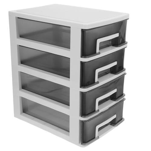 DEARMAMY Organizador Multi-capa con Gabinete de Almacenamiento Portátil Diseño Transparente Negro y Marco Blanco para Oficina y Dormitorio Estantería Compacta para Escritorio