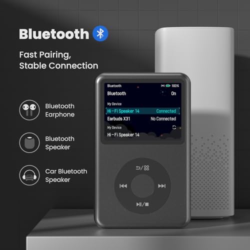 Image of MP3 Player with Bluetooth 128GB Portable Music Digital Players Supports Playlist Audiobook Video Nice Gadget for Kids Black