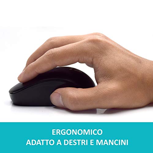 Ewent Tastiera e Mouse Wireless, Kit tastiera Mouse Wireless, Tastiera con tasti concavi, Ricevitore 2-in-1 per PC, Notebook, Laptop, Layout Italiano