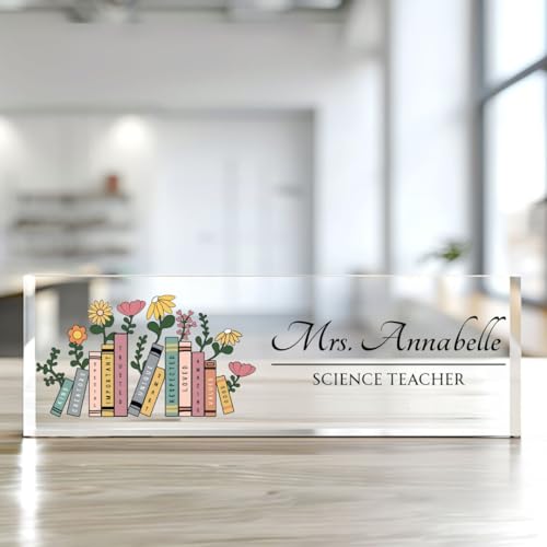 Personalized Office Name Plate for Desk Teacher Desk Decorations Acrylic Name Plate for Desk Teacher Office Decor TD107