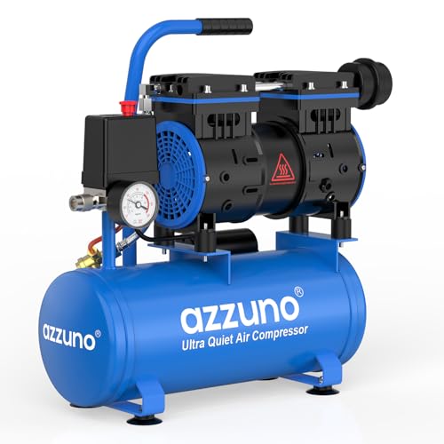 Image of AZZUNO 2 Gallon Air Compressor, 1.6CFM@90PSI Oil Free Air Compressor Tank & Max.116PSI Pressure, 60 dB Ultra Quiet Compressor for Auto Repair, Tire Inflation, Spray Painting, Woodwork Nailing