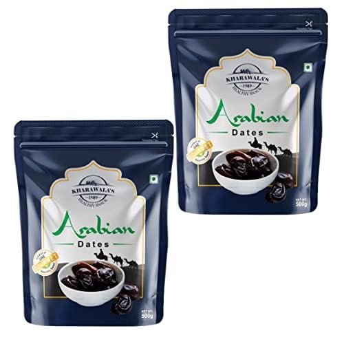 Image of KHARAWALA'S Arabian Dates - 500gm | Fresh Arabian Khajoor (Pack of 2-500gm Each)