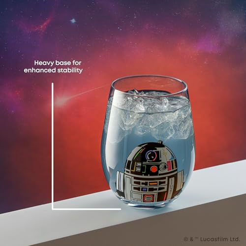 Image of JoyJolt Star Wars Cosmic Color Stemless Drinking Glasses, 19oz Glass Cups ft Darth Vader, Stormtrooper, Boba Fett, R2-D2 - Star Wars Kitchen Glasses Set of 4, Gifts for Men, Women & Adults