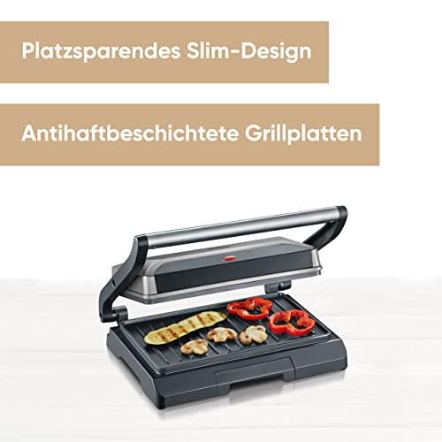 SEVERIN Kontaktgrill für Sandwiches, Steak und als Panini Grill, antihaftbeschichteter Sandwich Maker für fettfreies Grillen, 800 W… – Ansicht 2
