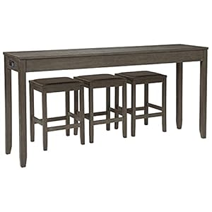 Signature Design by Ashley Rokane Urban Farmhouse Counter Height Dining Room Table Set with 3 Bar Stools, Brown Signature Design by Ashley Rokane Urban Farmhouse Counter Height Dining Room Table Set with 3 Bar Stools Brown