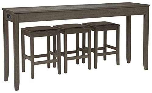Signature-Design-by-Ashley-Rokane-Urban-Farmhouse-Counter-Height-Dining-Room-Table-Set-with-3-Bar-Stools-Brown Signature Design by Ashley Rokane Urban Farmhouse Counter Height Dining Room Table Set with 3 Bar Stools Brown